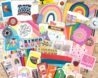 Rainbow ephemera kit - junk journal pack - rainbow art pack - rainbow junk journal