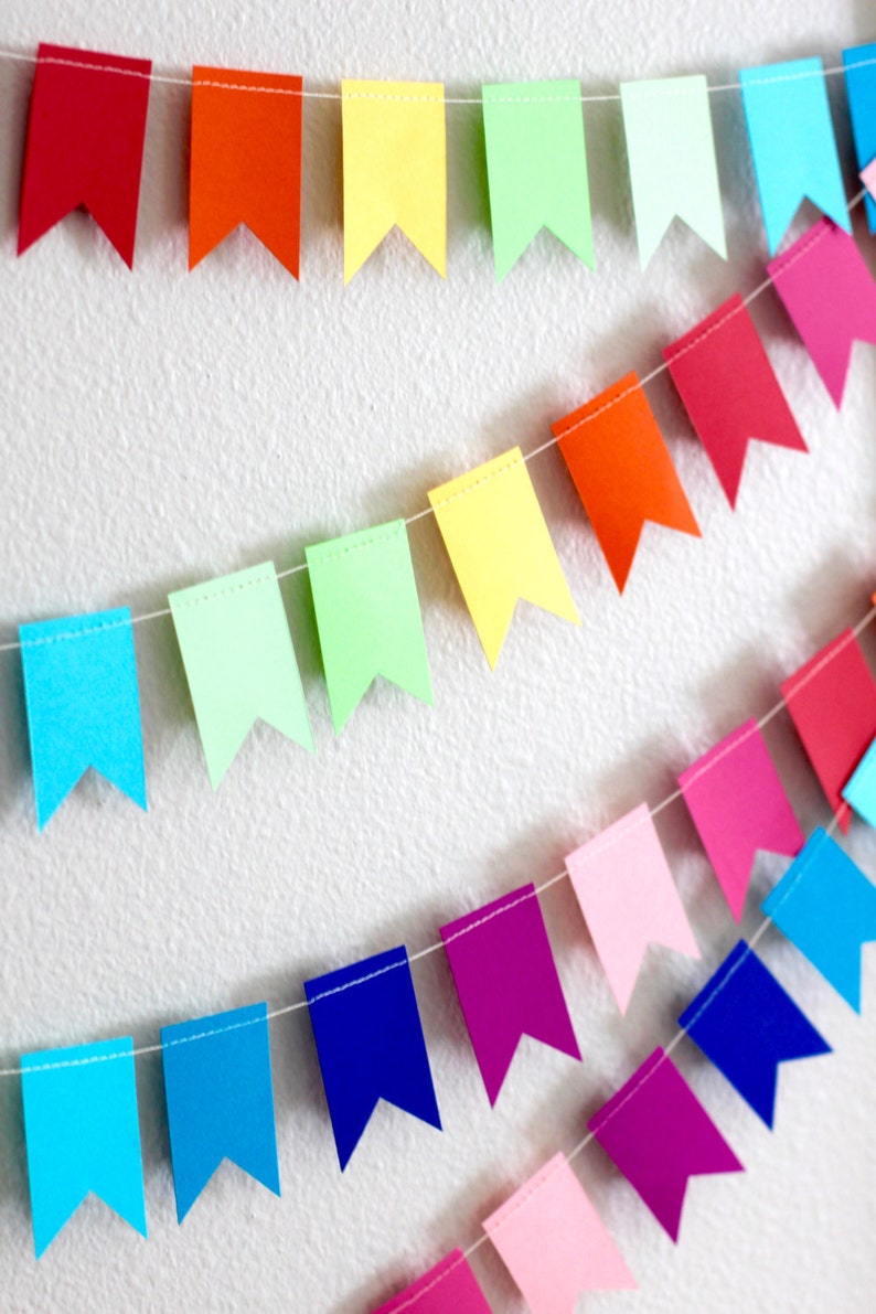 Rainbow Garland rainbow party flag garland rainbow bunting Etsy