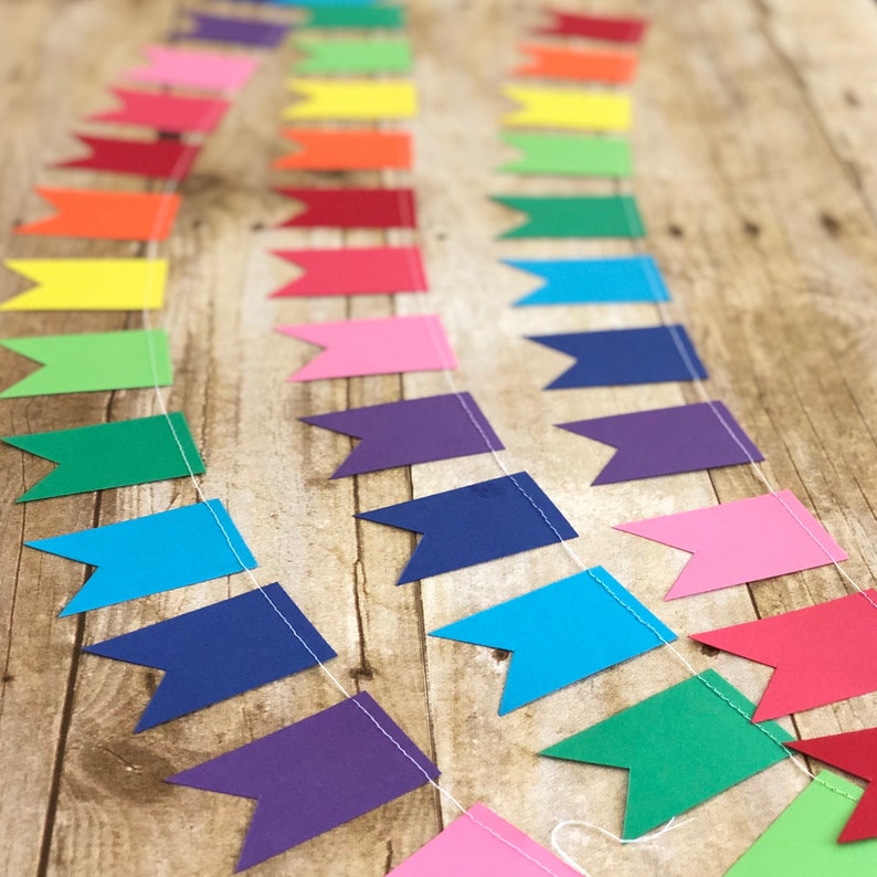 Rainbow Garland Rainbow Party Flag Garland Rainbow Bunting Etsy