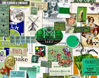 Green paper ephemera set