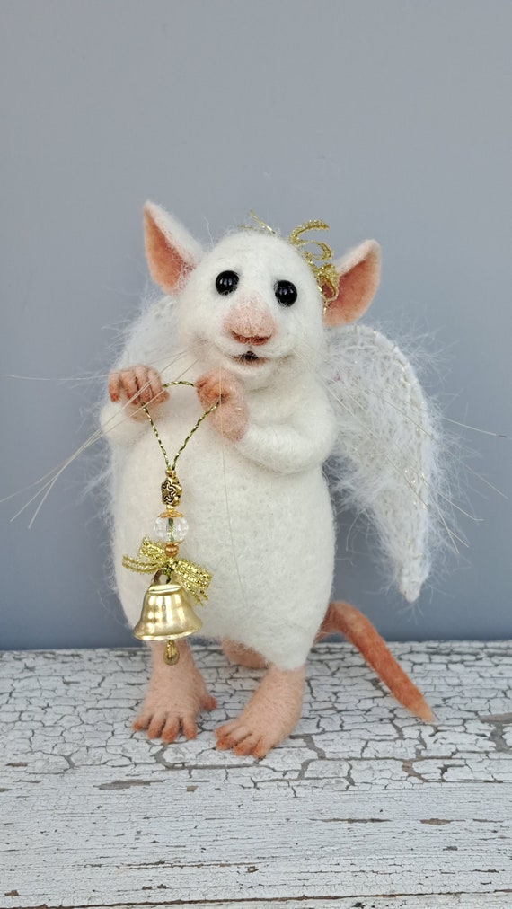 Angel Figurine, Mouse With Wings, Christmas Decoration, Needle Felted  Mouse, Felted Animal, Soft Sculpture, Eco Toy, Art Doll, Felt Mice 