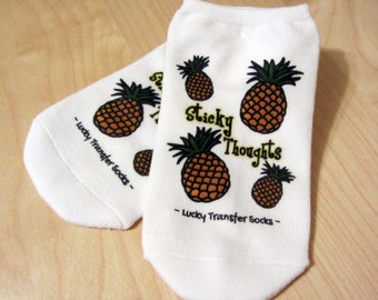 IVF Socks, Lucky Transfer Socks - Sticky Thoughts & Fertility Pineapples. Pineapple core, ivf gift, IVF, Luck, Baby Dust, IUI, Surrogate