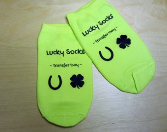 IVF Socks, Lucky Transfer Socks - Green with Clover and Horseshoe