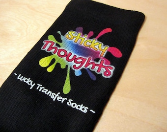 IVF Socks, Sticky Thoughts Lucky Transfer Black Crew Socks