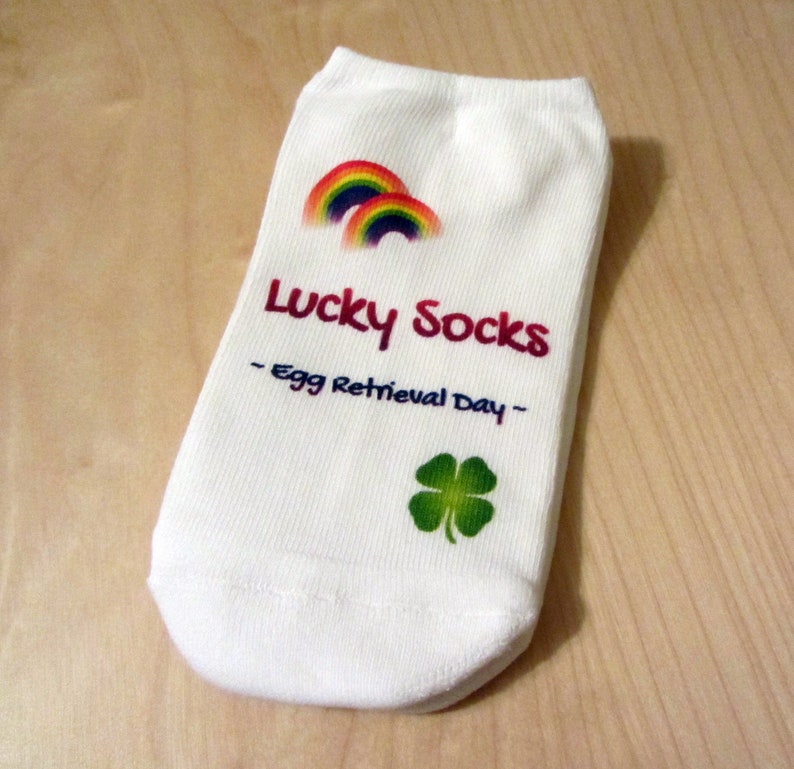 IVF Socks, Lucky IVF Egg Retrieval Socks Rainbow with Clover image 2
