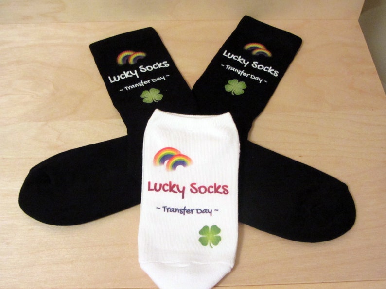 IVF Socks, Lucky IVF Egg Retrieval Socks Rainbow with Clover image 5