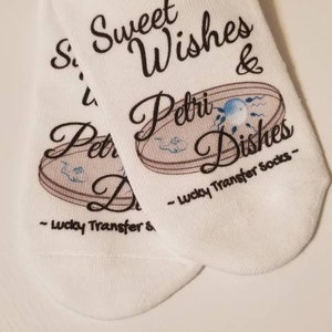 TTC IVF Socks, Sweet Dreams and Petri Dishes No Show women&#39;s Socks for IVF Transfer Day