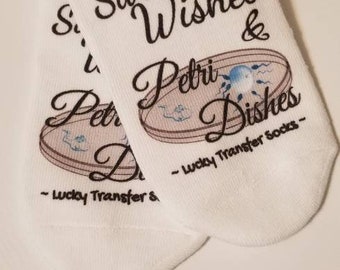 TTC IVF Socks, Sweet Dreams and Petri Dishes No Show women's Socks for IVF Transfer Day