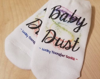 IVF Socks, IVF Gift, Surrogacy, Lucky Transfer Socks - Baby Dust with fairy dust, lucky IVF Socks, Transfer Day, baby dust, good luck