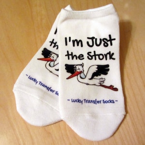IVF Gift, Surrogacy, IVF Socks I&#39;m Just the Stork Lucky Transfer Socks - Surrogate Journey Lucky Socks, Transfer Day, Surrogate gift