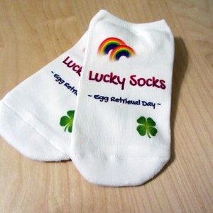 IVF Socks, Lucky IVF Egg Retrieval Socks Rainbow with Clover image 1