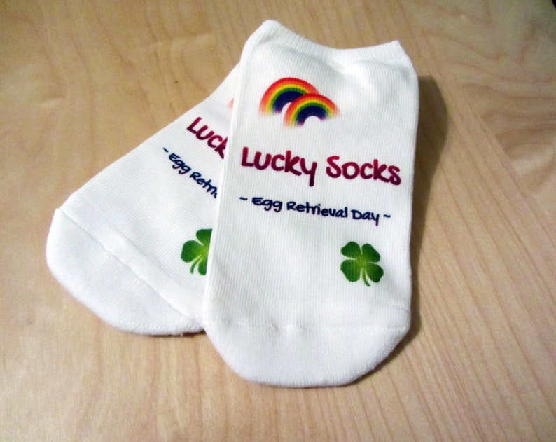 IVF Socks, Lucky IVF Egg Retrieval Socks Rainbow with Clover image 1