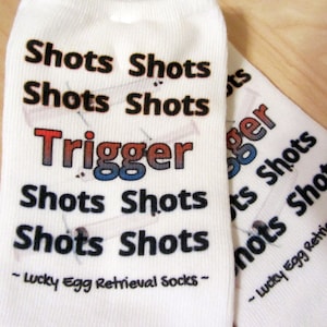 IVF Socks, IVF Gift, Surrogacy, Shots Shots Shots Trigger No Show women&#39;s Socks for IVF Egg Retrieval Day or Fertilization Day, Funny socks