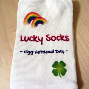 IVF Socks, Lucky IVF Egg Retrieval Socks Rainbow with Clover image 3