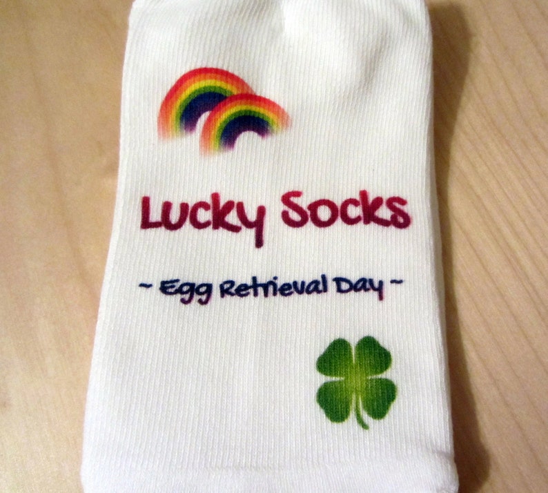 IVF Socks, Lucky IVF Egg Retrieval Socks Rainbow with Clover image 3