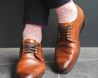 Dusty Rose Polka Dot Mens Dress Socks | Mens Size 7-13, Combed Cotton Mens Socks, Pink Groomsmen Socks, Pink Wedding Socks, Custom Socks