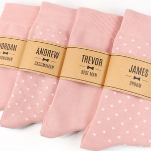 Personalized Dusty Rose Pink Groomsmen Socks - Matching Wedding Socks, Blush, Light Pink, Groomsmen Gift, Best Man Gift, Wedding Party Socks