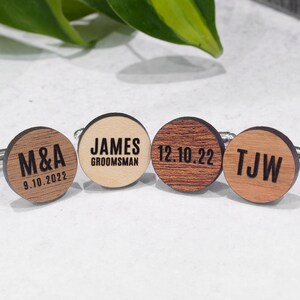 Personalized Wood Cufflinks: Engraved Wooden Cufflink Set