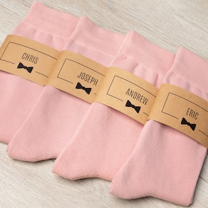 Dusty Rose Groomsmen Socks: Personalized Wedding Socks with Custom Label