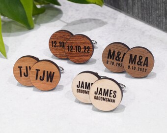 Engraved Wooden Cufflinks: Handmade Personalized Groomsmen Gift