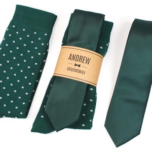 Matching Emerald Green Tie & Socks Set | Emerald Wedding Tie, Green Personalized Socks, Groomsmen Gift, Wedding Attire, Groomsmen Proposal