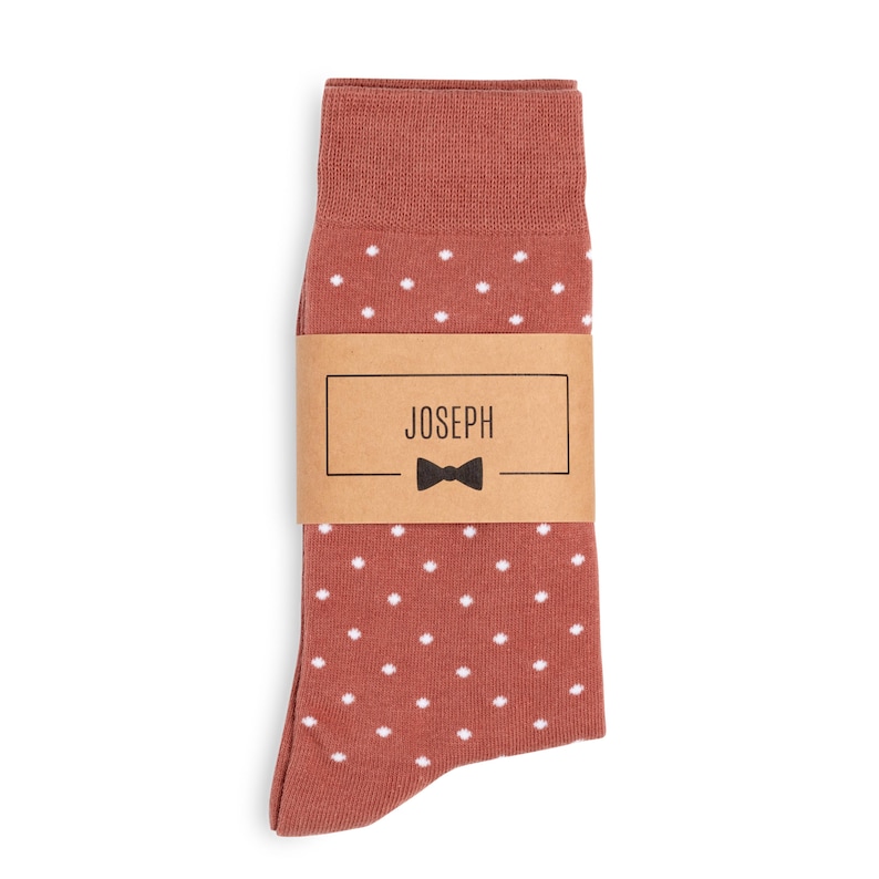 Terracotta Polka Dot Personalized Groomsmen Socks