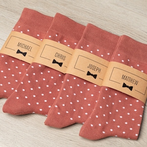 Personalized Groomsmen Socks: Terracotta Polka Dot Wedding Socks