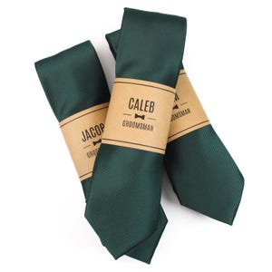 Emerald Green Wedding Ties | Personalized Groomsmen Ties Solid Green Grosgrain, Wedding Tie Set, Groom and Groomsmen Gift, Men’s Skinny Tie