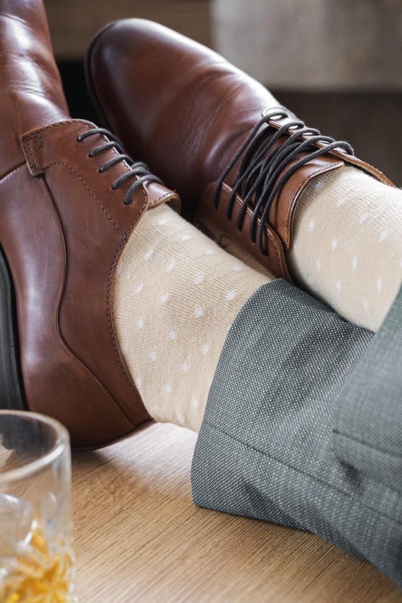 Champagne Polka Dot Dress Socks | Groomsman Gear Sock and Label Champagne Polka Dot Dress Socks | Groomsman Gear Sock and Label