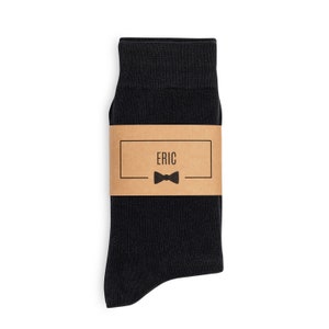 thumbnail interactive-video image 1 of Custom Workshop NI Personalised Wedding Socks – Black, Groomsmen Party Socks – Made In UK 1 of 5