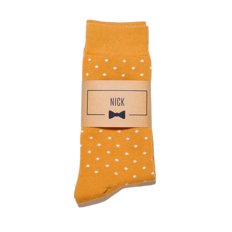Marigold Polka Dot Personalized Groomsmen Socks