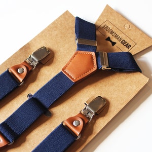 Men&#39;s Navy Suspenders | Premium Men&#39;s Suspenders Perfect For Groomsmen Suspenders or Wedding Suspenders | High-Quality, Adult Suspenders