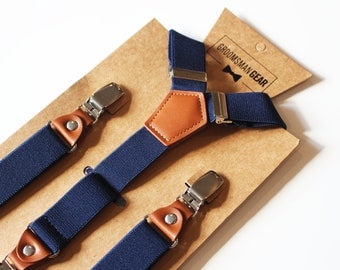 Men's Navy Suspenders | Premium Men's Suspenders Perfect For Groomsmen Suspenders or Wedding Suspenders | High-Quality, Adult Suspenders