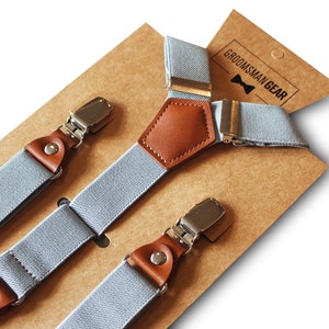 Men&#39;s Grey Suspenders: Adjustable Adult Size, Wedding Groomsmen Attire