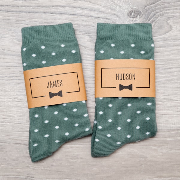 Kids Wedding Socks | Sage Green Polka Dot Socks Personalized for Ring Bearer Gift | Toddler Socks, Boys Socks, Sage Ring Bearer Socks