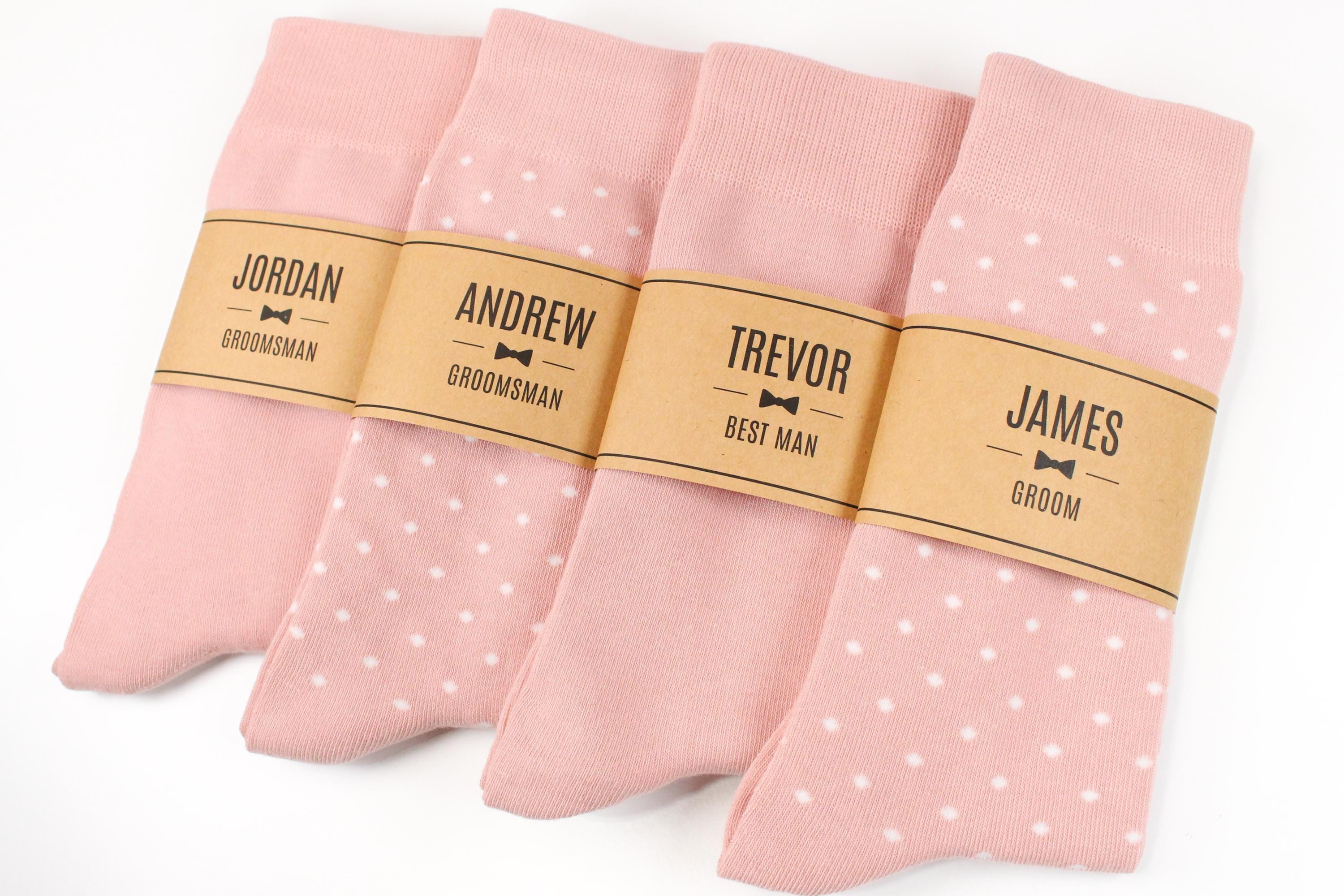 Solid Dusty Rose Pink Dress Socks | Groomsman Gear Sock and Label