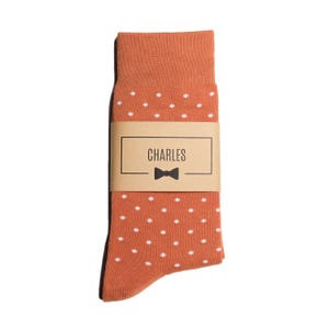 Burnt Orange Polka Dot Personalized Groomsmen Socks
