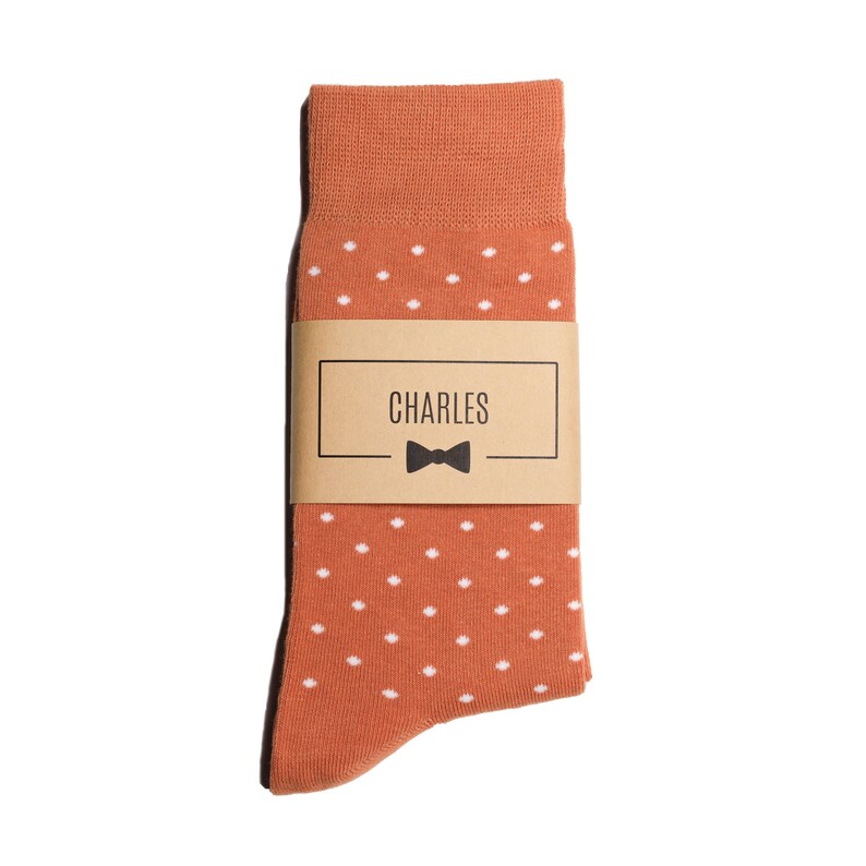 Burnt Orange Polka Dot Personalized Groomsmen Socks
