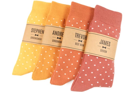 Matching Sunset Groomsmen Socks - Custom Wedding Socks, Yellow, Orange, Terracotta, Groomsmen Gift, Best Man Gift, Wedding Party Socks