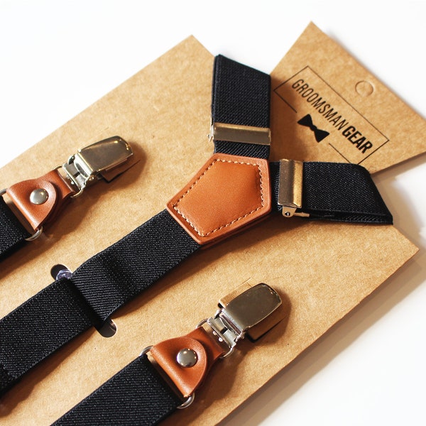 Men's Black Suspenders | Premium Men's Suspenders Perfect For Groomsmen Suspenders or Wedding Suspenders | High-Quality, Adult Suspenders