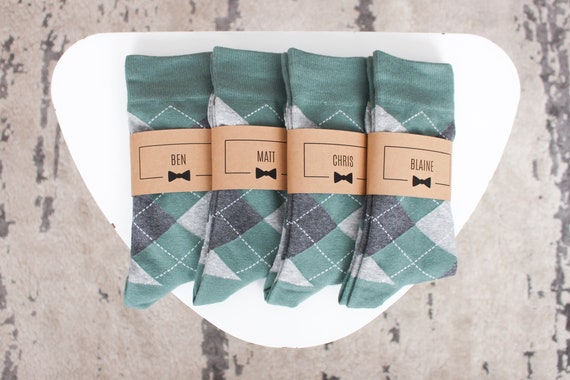 Personalized Groomsmen Socks Sage Green Argyle Wedding Socks - Etsy