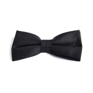 Men&#39;s Black Pre-Tied Bow Tie: Cotton Linen Blend, Wedding Groomsmen Bowtie