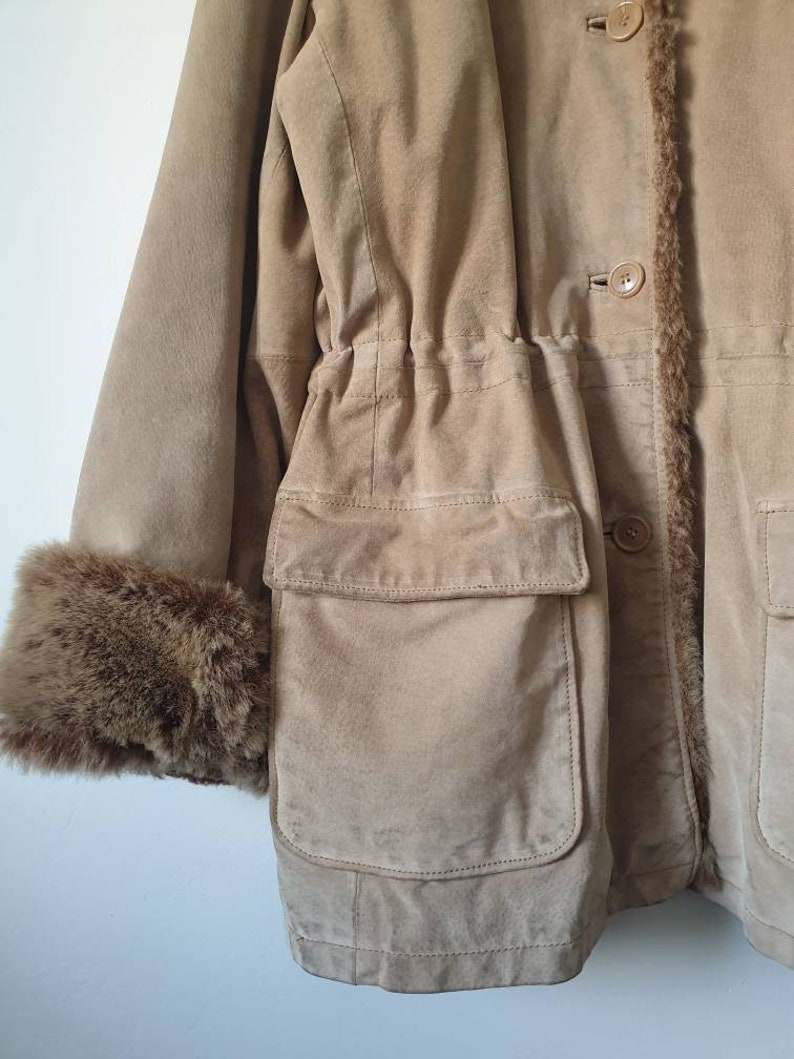 Parka in beige suede faux fur Oakwood 2000s jacket leather coat suede jacket XL42
