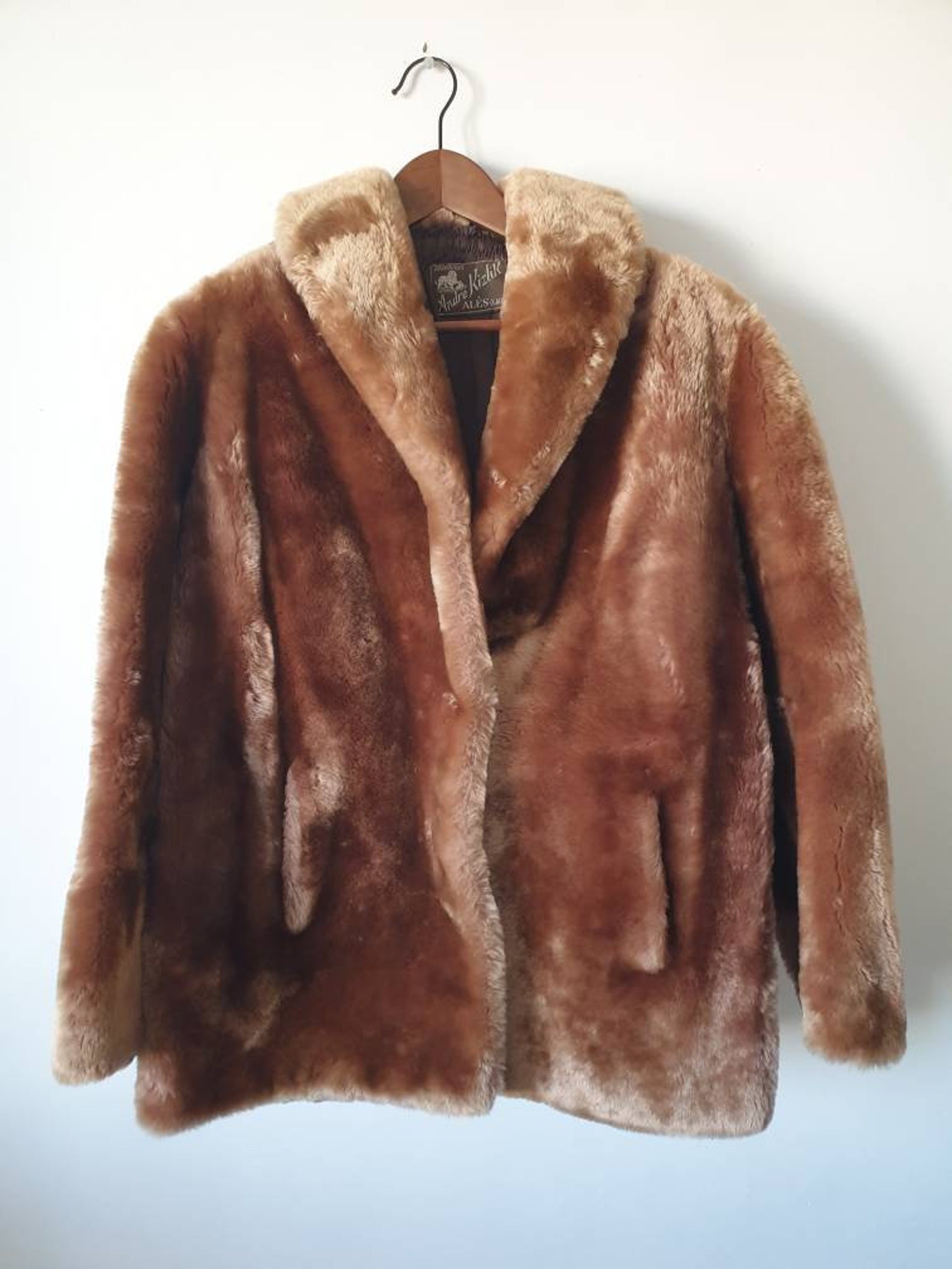 Manteau en mouton dor?� fourrure veste sheep fur jacket vintage 70s made in France - Etsy France