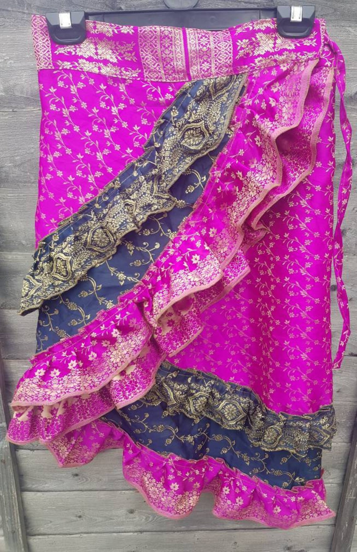 Vintage Recycled Sari Silk Wrap Skirt Free Size pinks and Etsy