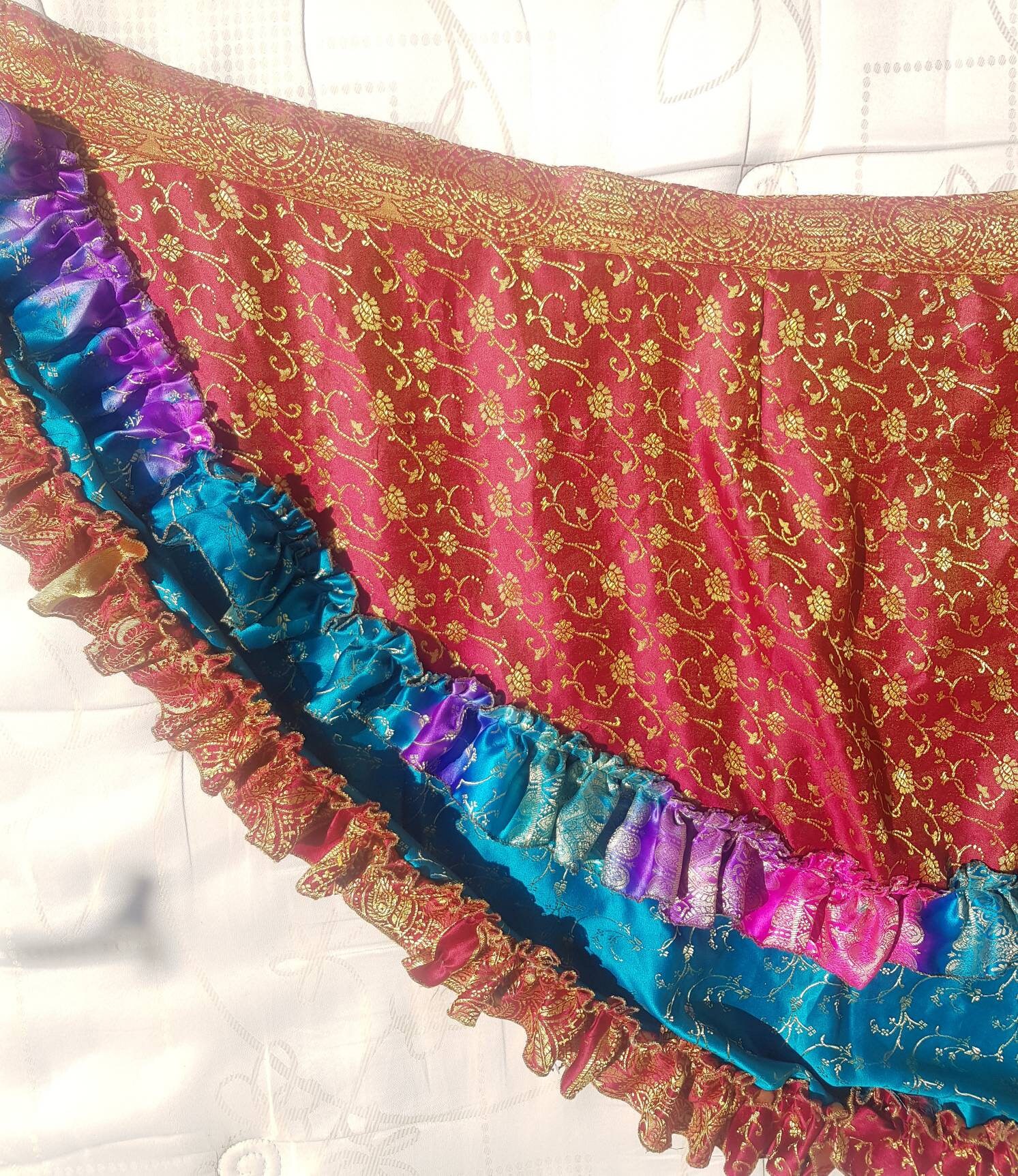 Vintage Recycled Sari Silk Wrap Skirt Free Size Rainbow Etsy