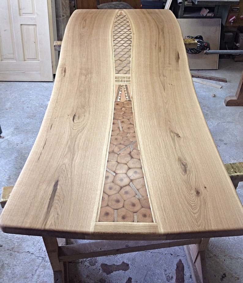 Massive Oak handmade live edge wood dinning table image 5