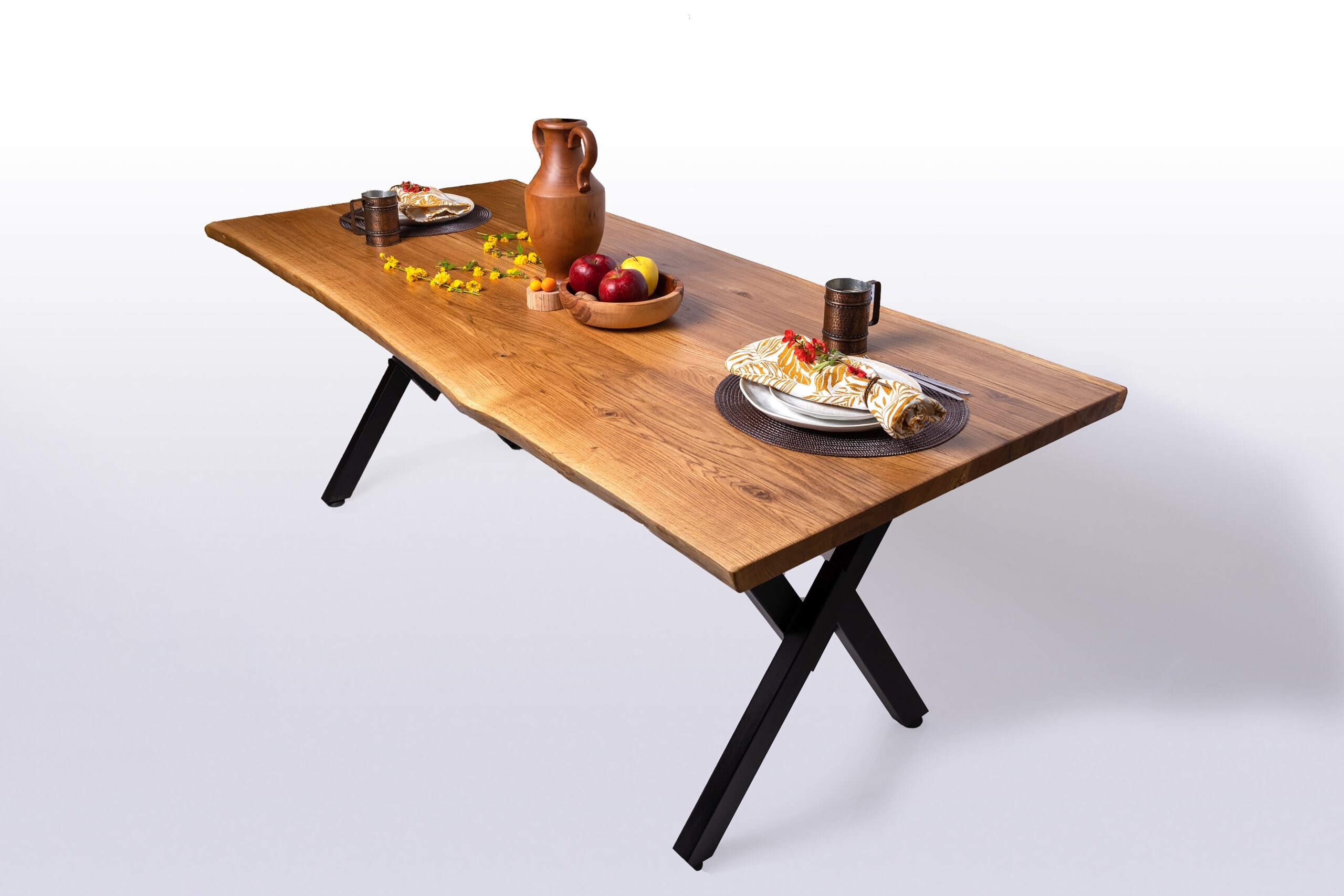 Solid Oak Dining Table 160x80 Cm Handmade Scandinavian Style Natural ...