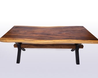 Solid wood single slab dining conference table