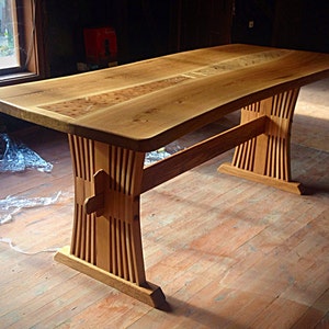 Massive Oak handmade live edge wood dinning table image 1